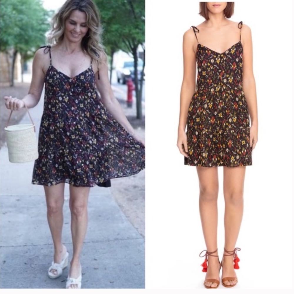Sézane Felicie Tie Shoulder Floral Dress